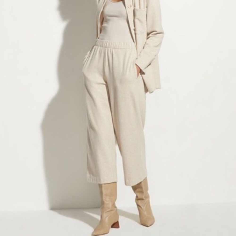 Vince size XL Crop Pull On Cotton Blend Pants in White Sand